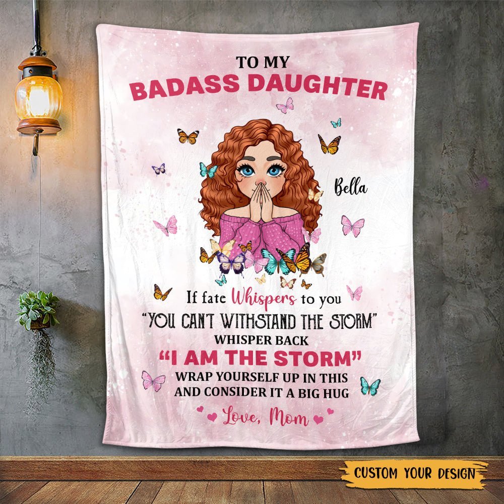 To My Badass Daughter Pink - Personalized Blanket - Best Gift For Granddaughter, For Daughter - Giftago