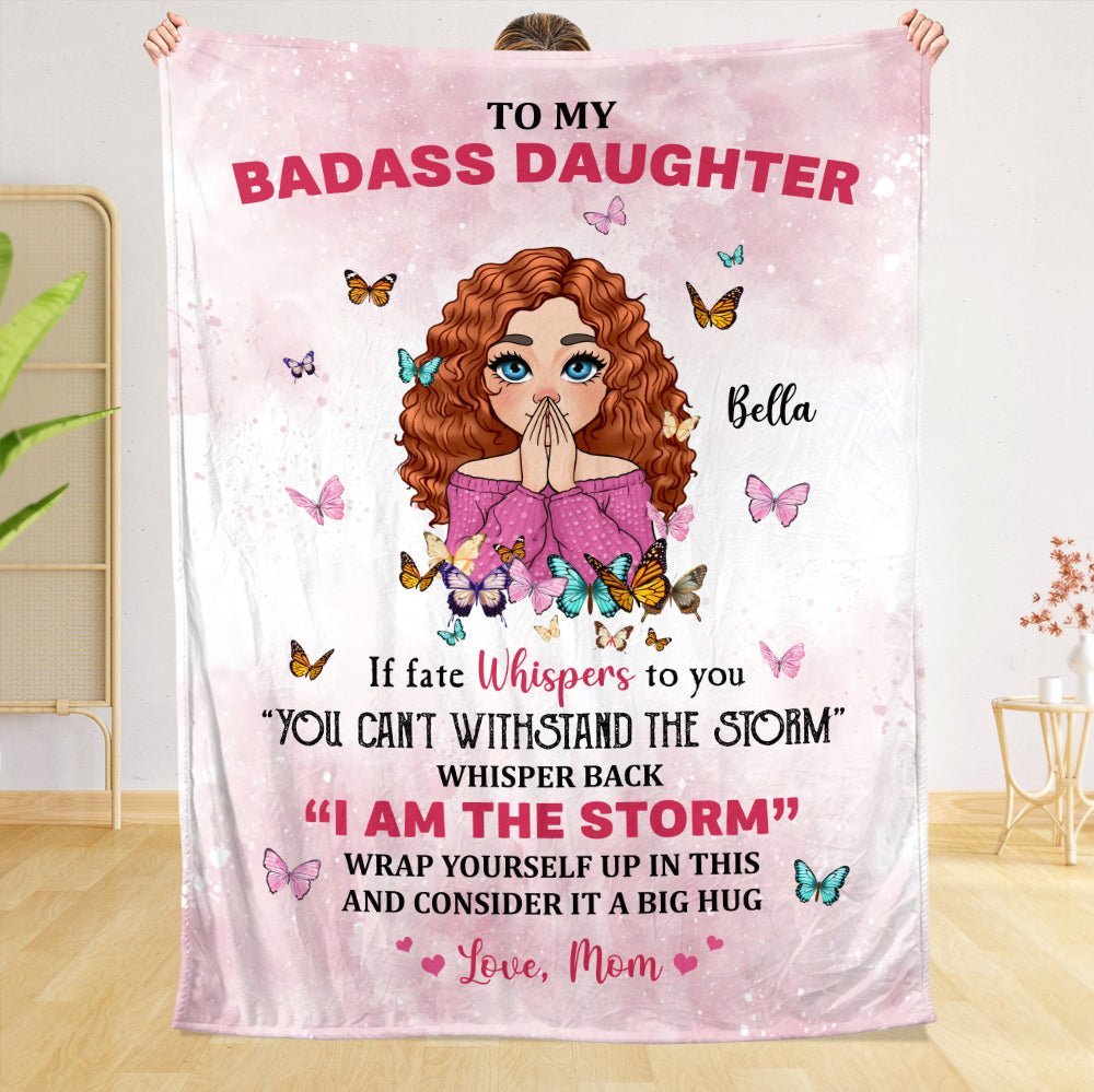 To My Badass Daughter Pink - Personalized Blanket - Best Gift For Granddaughter, For Daughter - Giftago