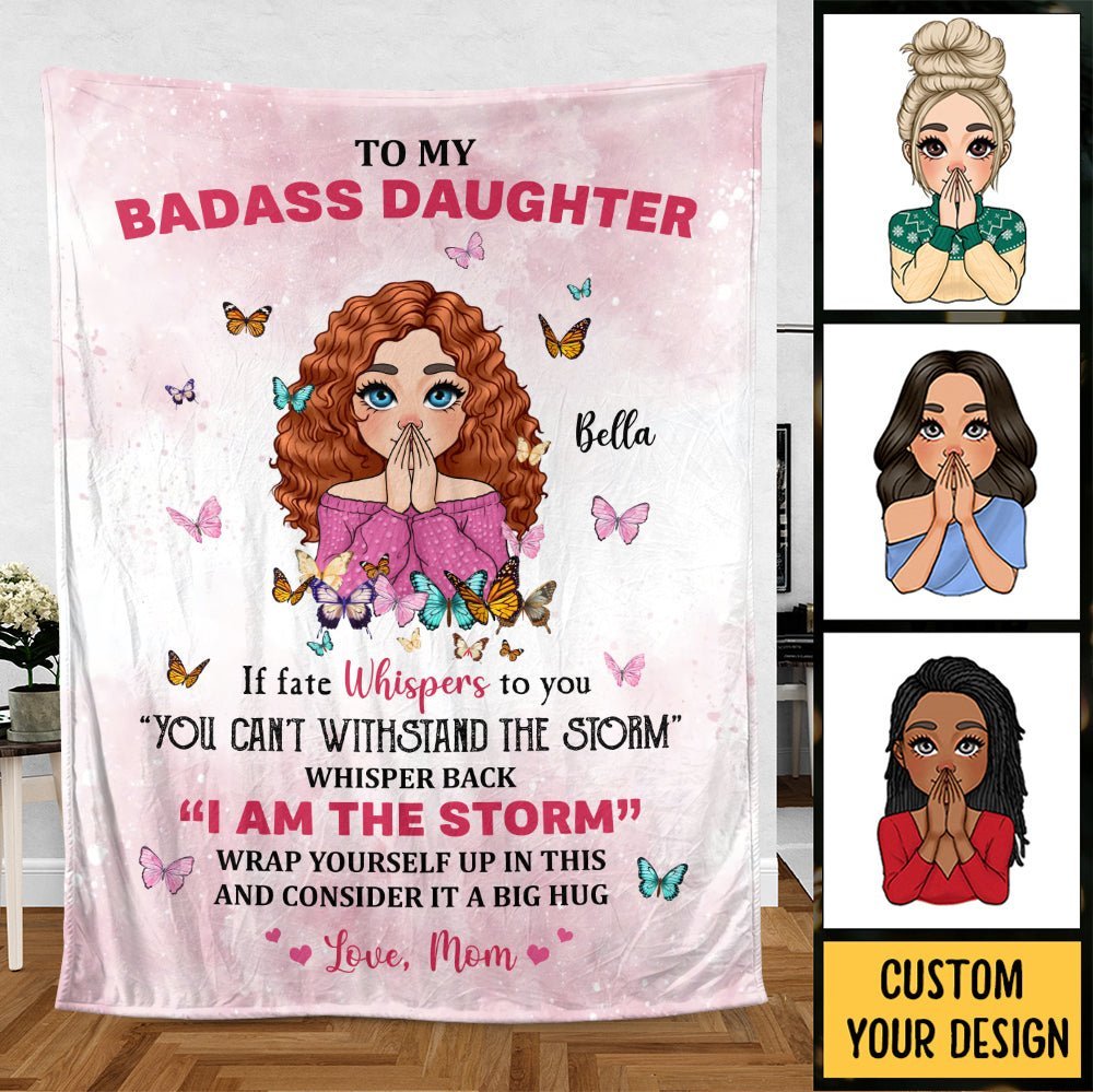 To My Badass Daughter Pink - Personalized Blanket - Best Gift For Granddaughter, For Daughter - Giftago