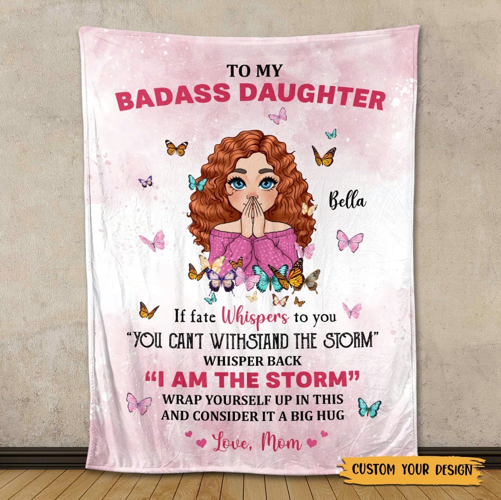To My Badass Daughter Pink - Personalized Blanket - Best Gift For Granddaughter, For Daughter - Giftago