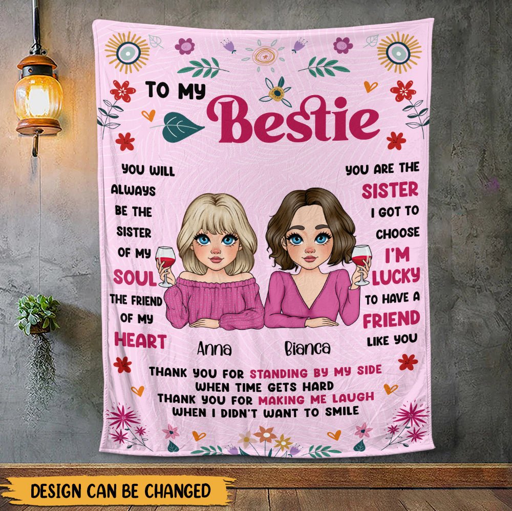 To My Bestie In Pink - Personalized Blanket - Giftago