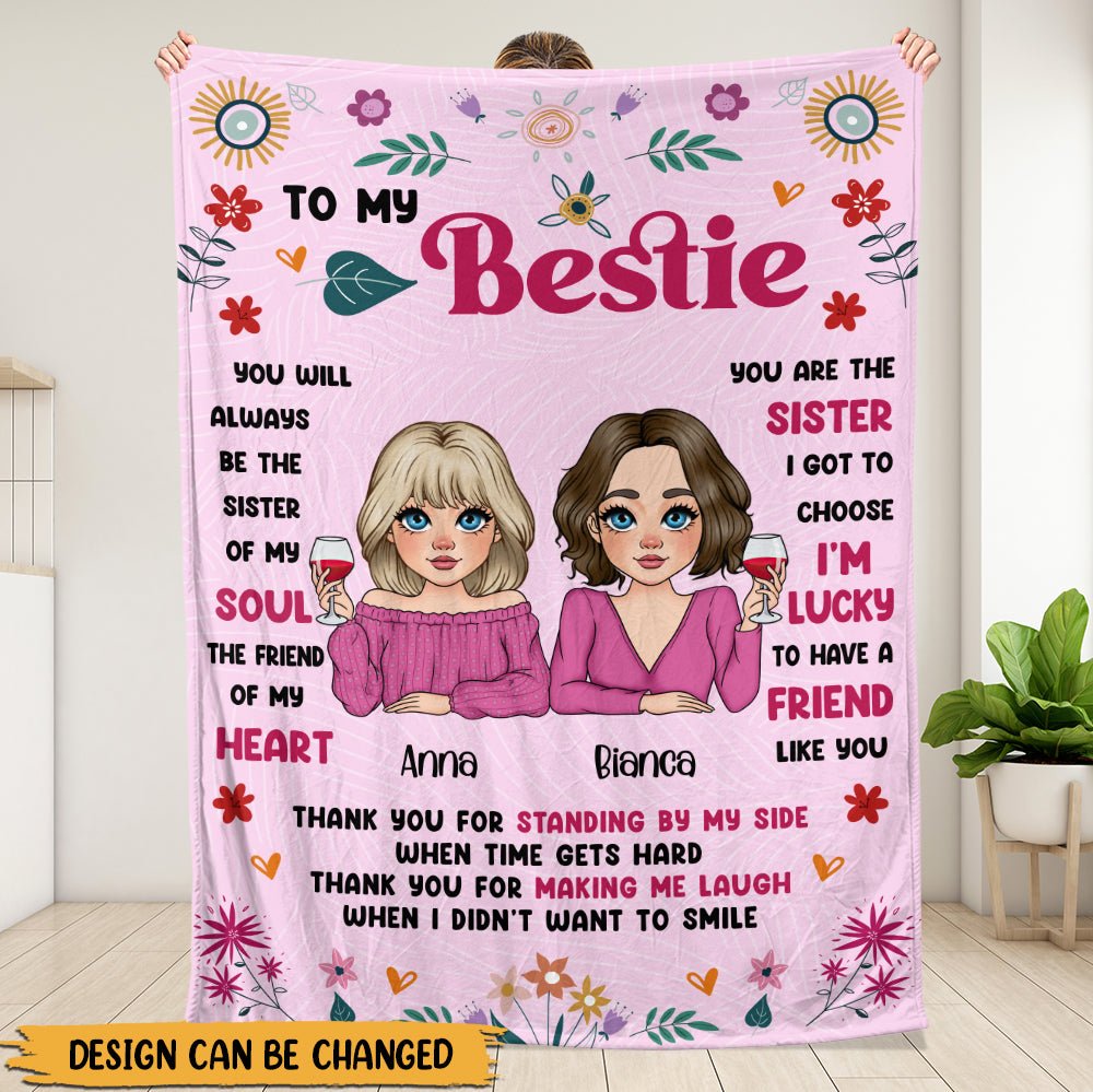 To My Bestie In Pink - Personalized Blanket - Giftago