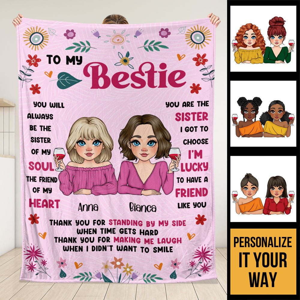 To My Bestie In Pink - Personalized Blanket - Giftago
