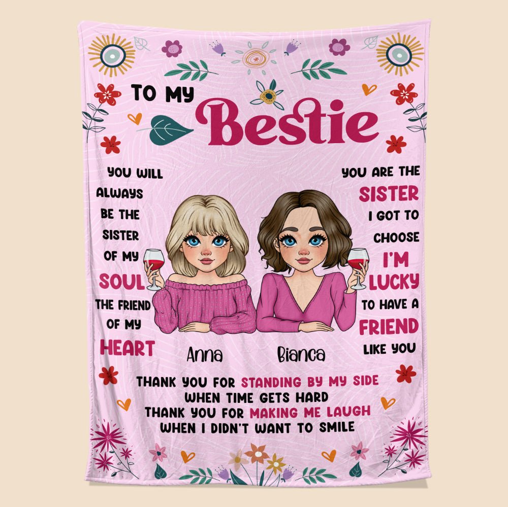 To My Bestie In Pink - Personalized Blanket - Giftago