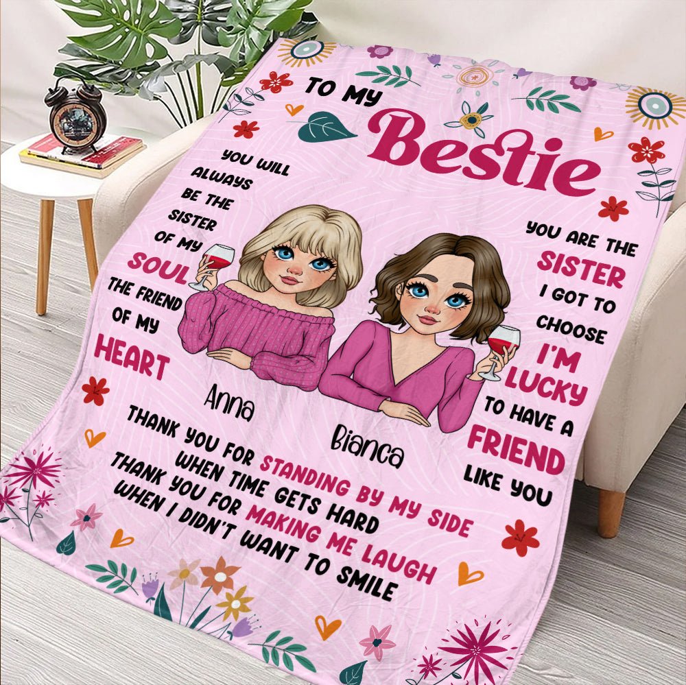 To My Bestie In Pink - Personalized Blanket - Giftago