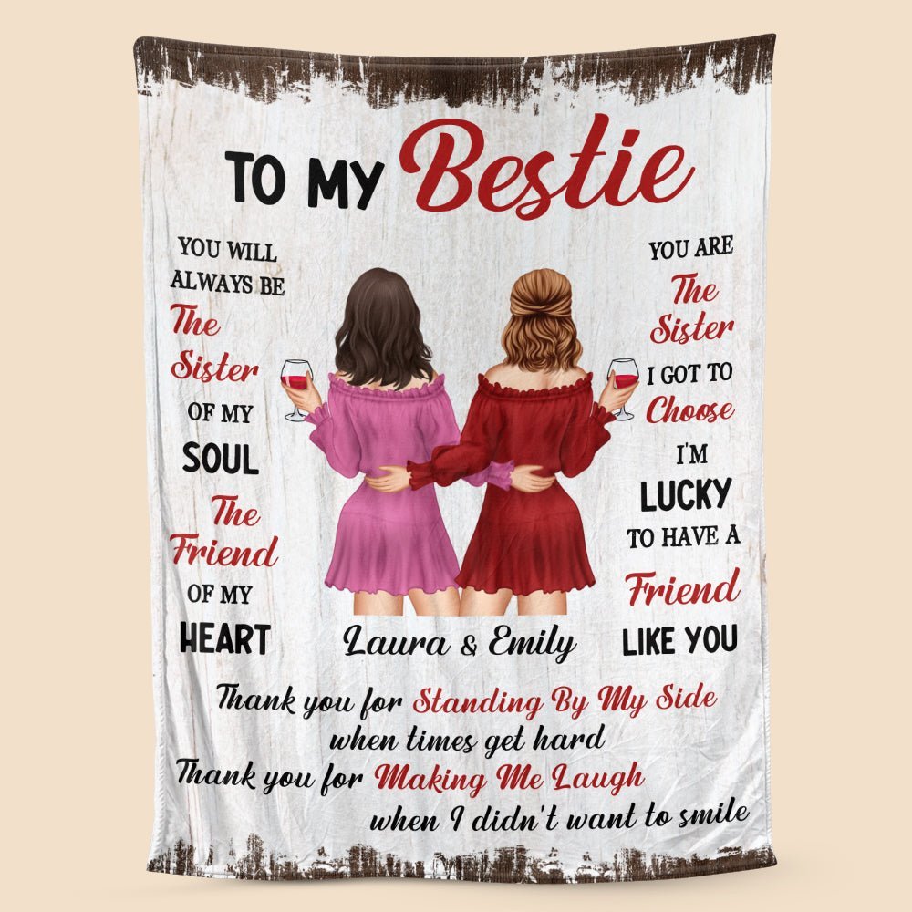 To My Bestie Standing By My Side - Personalized Blanket - Meaningful Gift For Birthday - Giftago