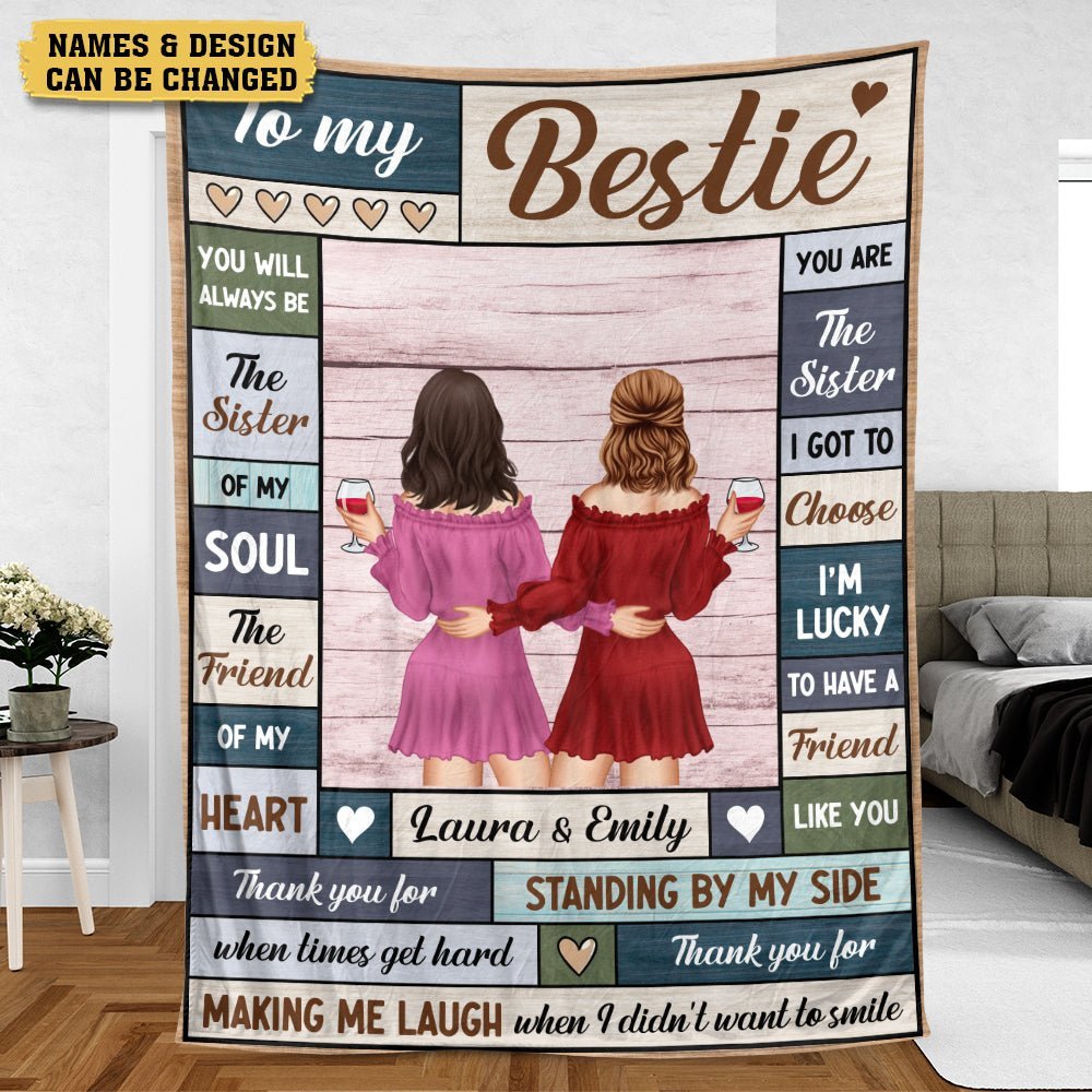 To My Bestie The Friend Of My Heart - Personalized Blanket - Meaningful Gift For Birthday - Giftago