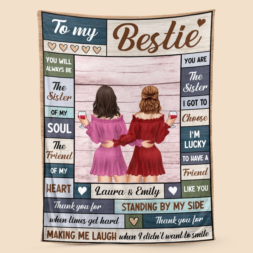 To My Bestie The Friend Of My Heart - Personalized Blanket - Meaningful Gift For Birthday - Giftago