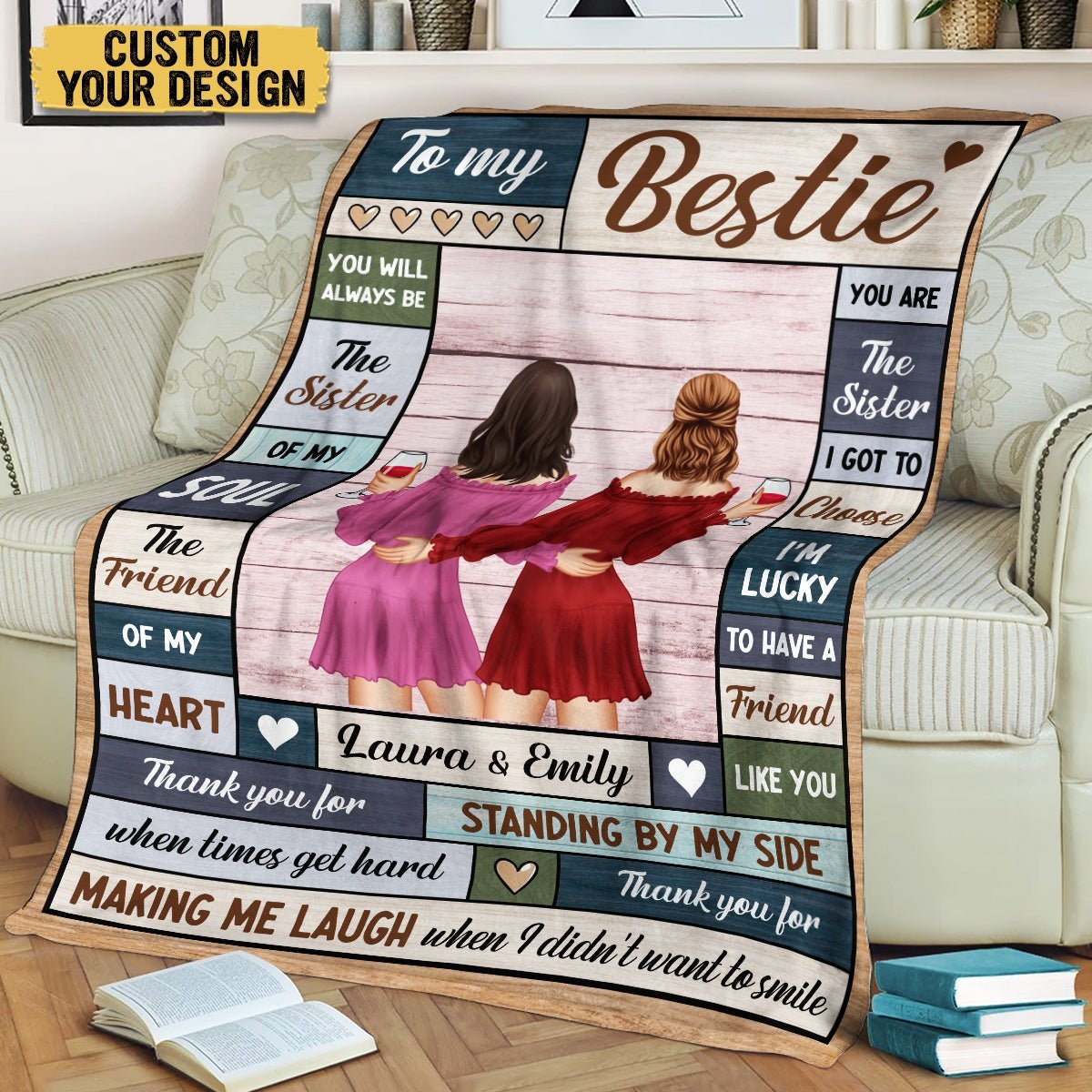 To My Bestie The Friend Of My Heart - Personalized Blanket - Meaningful Gift For Birthday - Giftago