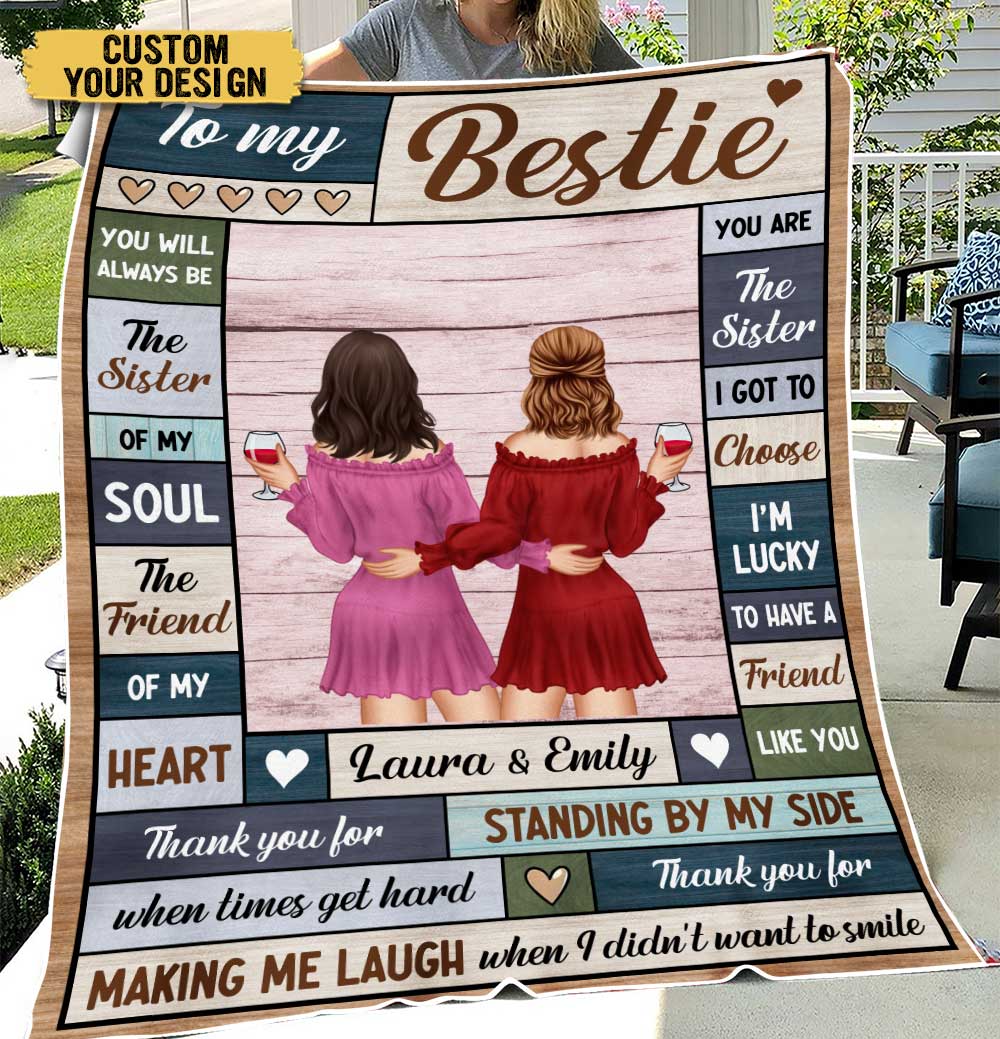 To My Bestie The Friend Of My Heart - Personalized Blanket - Meaningful Gift For Birthday - Giftago