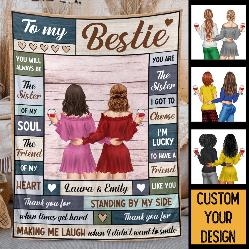 To My Bestie The Friend Of My Heart - Personalized Blanket - Meaningful Gift For Birthday - Giftago