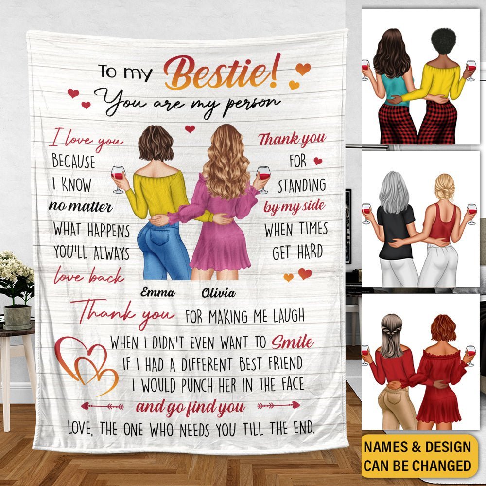 To My Bestie You Are My Person - Personalized Blanket - Meaningful Gift For Birthday - Giftago