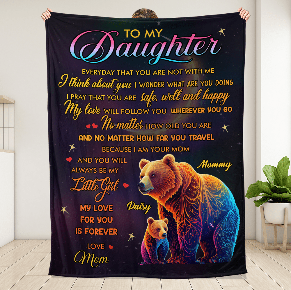 To My Daughter Bear Galaxy - Personalized Blanket - Giftago