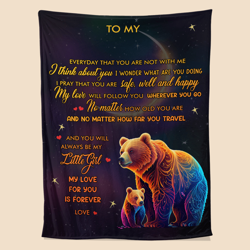 To My Daughter Bear Galaxy - Personalized Blanket - Giftago