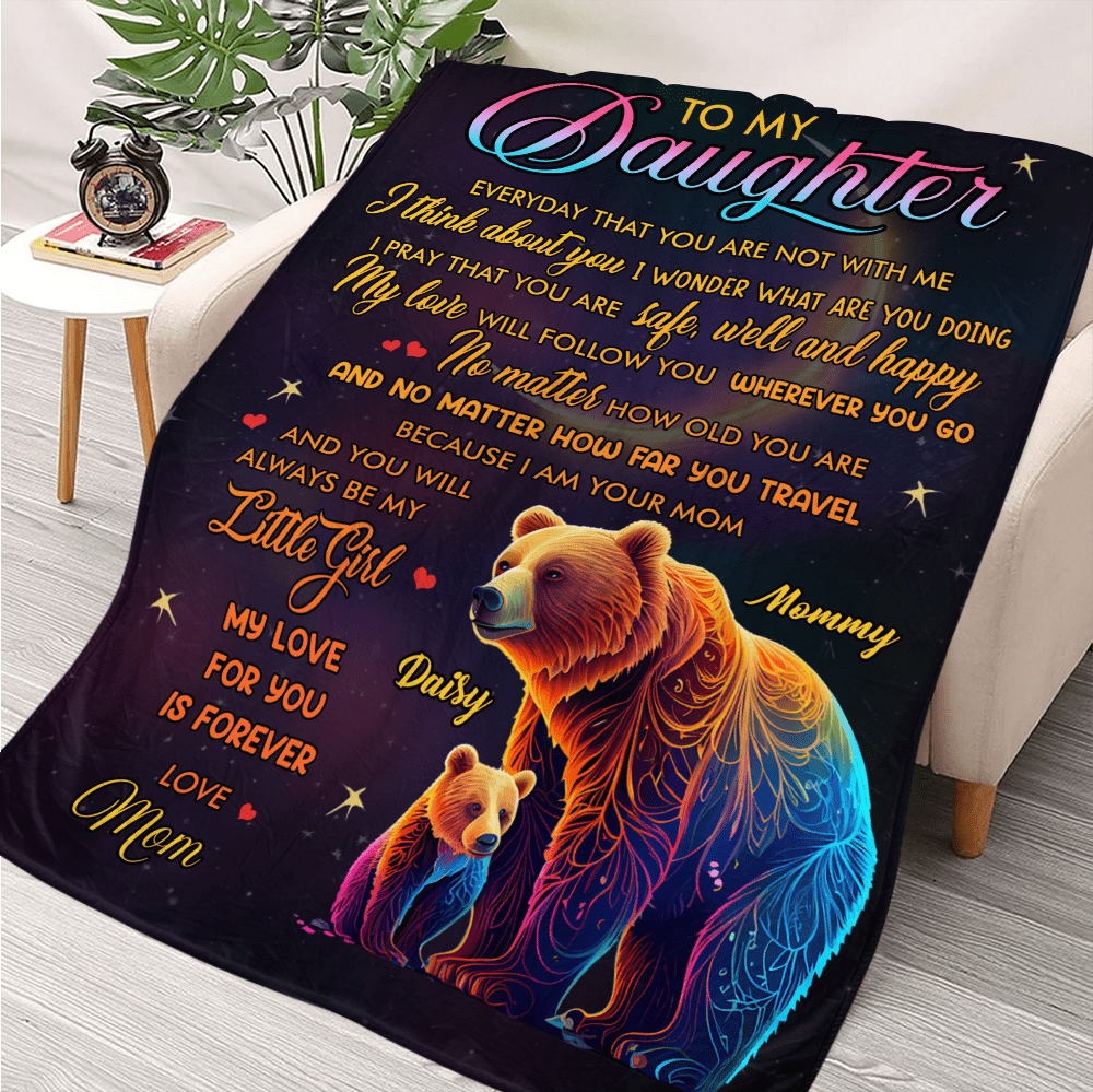 To My Daughter Bear Galaxy - Personalized Blanket - Giftago