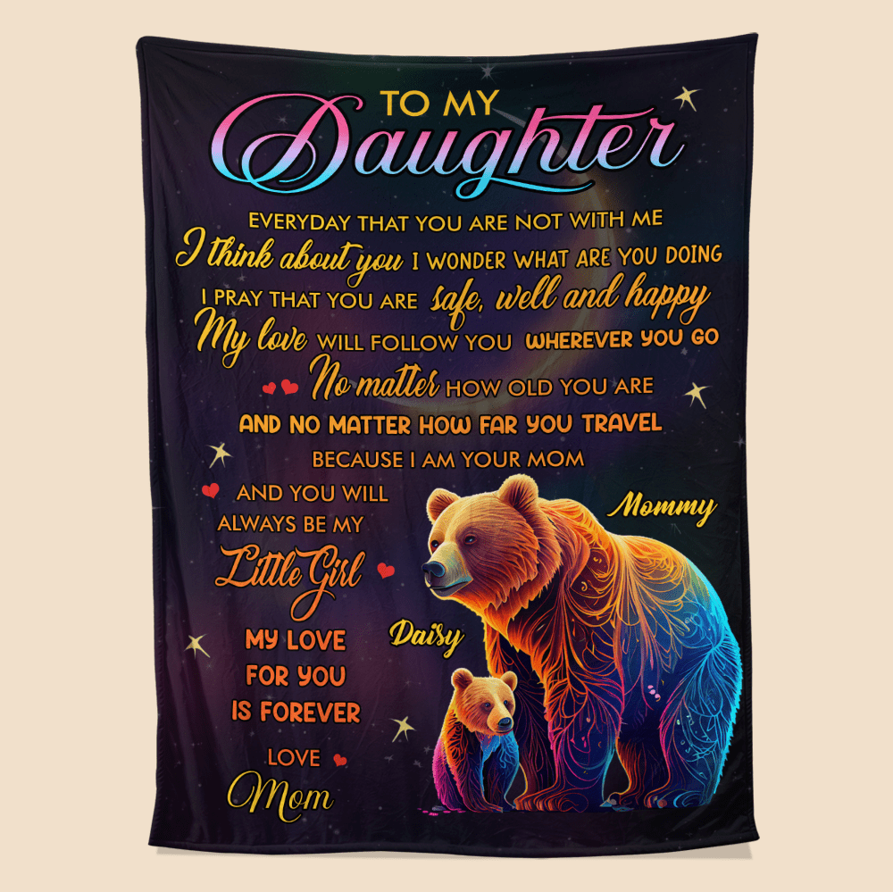 To My Daughter Bear Galaxy - Personalized Blanket - Giftago
