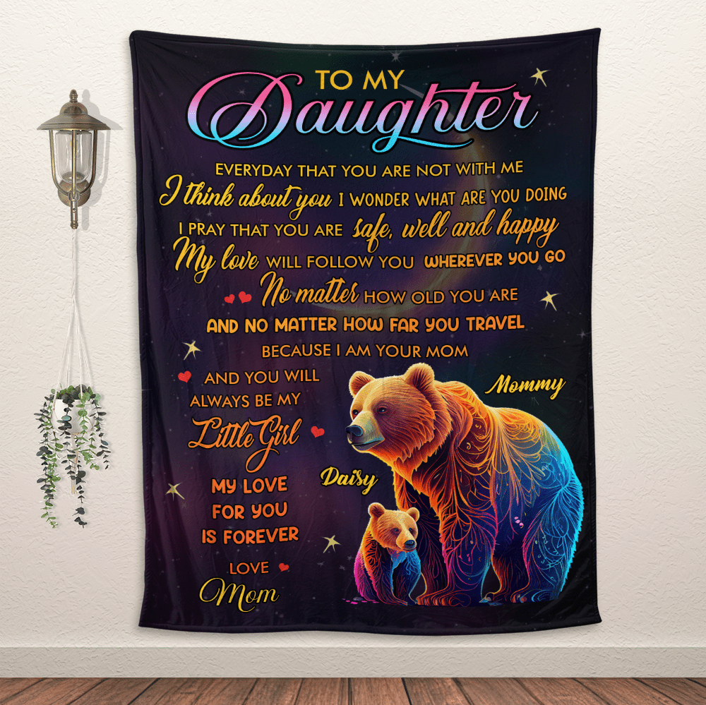 To My Daughter Bear Galaxy - Personalized Blanket - Giftago