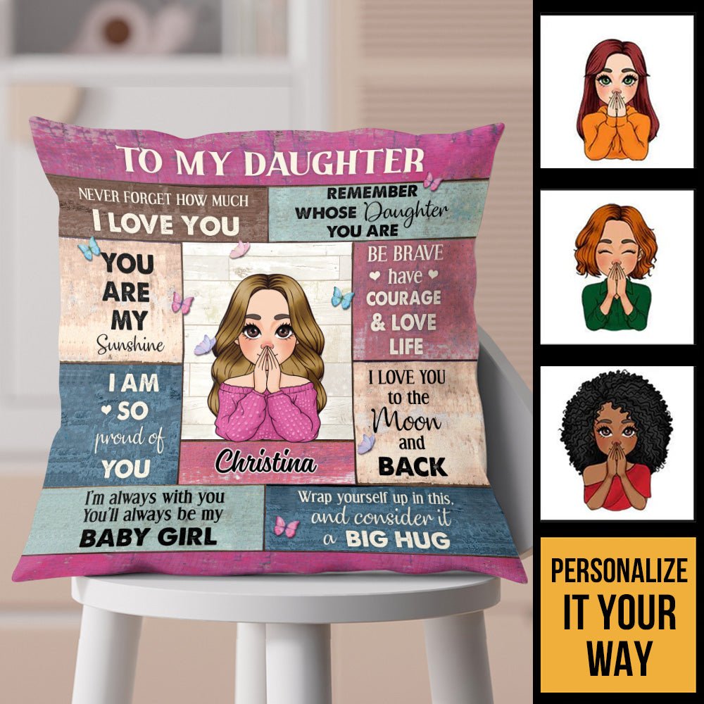To My Daughter - Big Hug - Personalized Pillow - Giftago