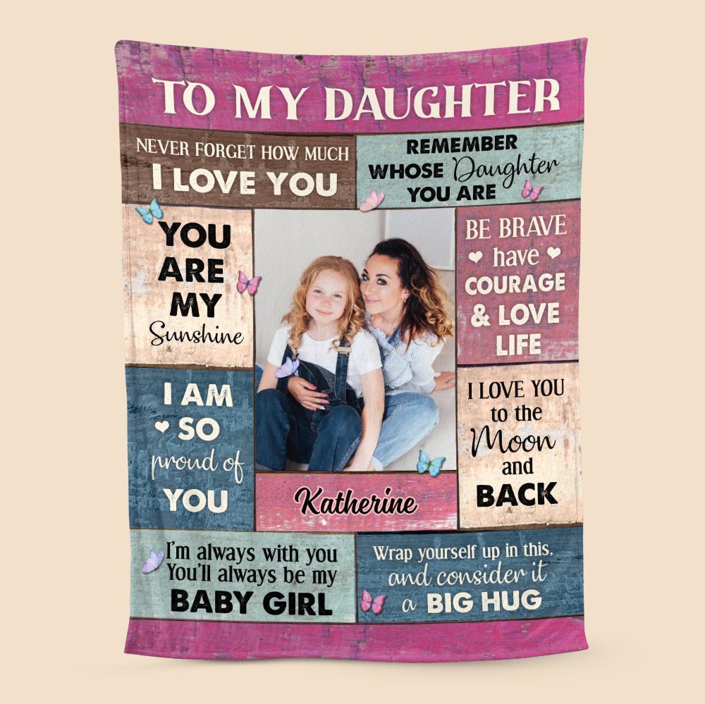 To My Daughter - Big Hug Photo - Personalized Blanket - Meaningful Gift For Christmas, For Birthday - Giftago
