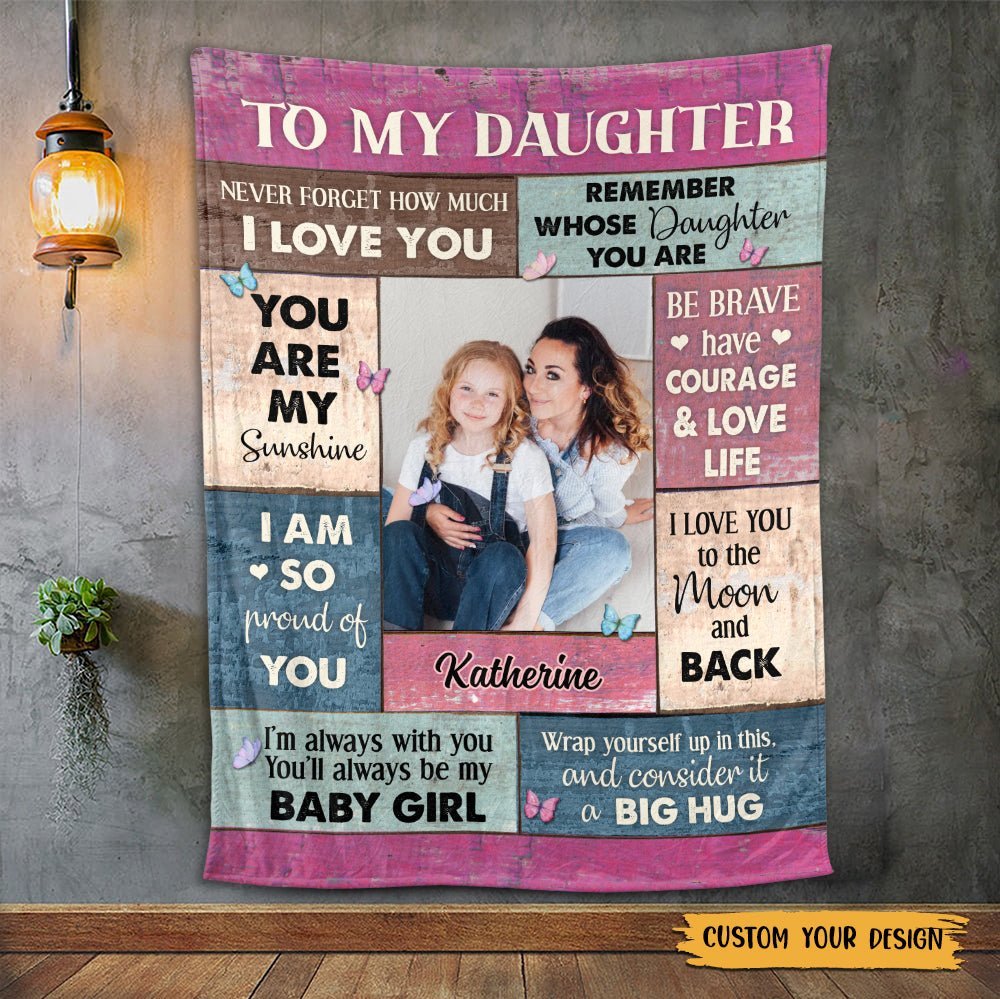 To My Daughter - Big Hug Photo - Personalized Blanket - Meaningful Gift For Christmas, For Birthday - Giftago