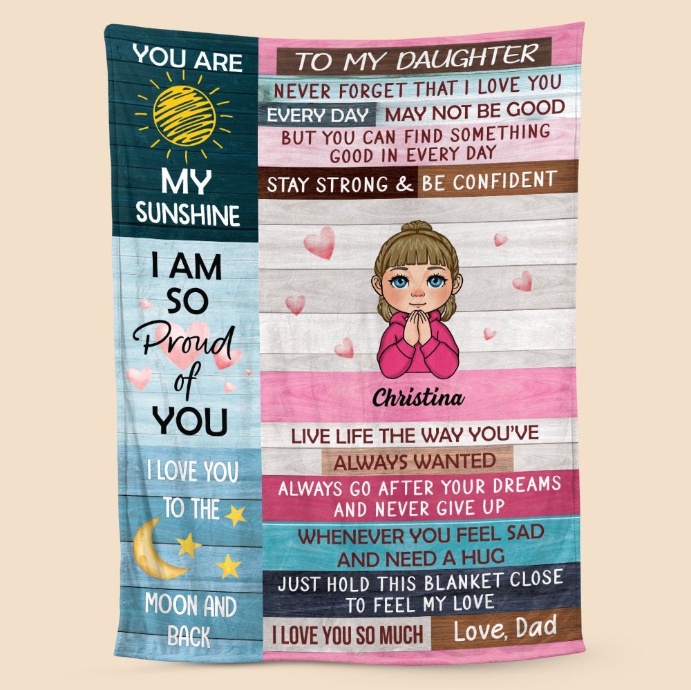 To My Daughter From Dad - Personalized Blanket - Meaningful Gift For Christmas, For Birthday - Giftago