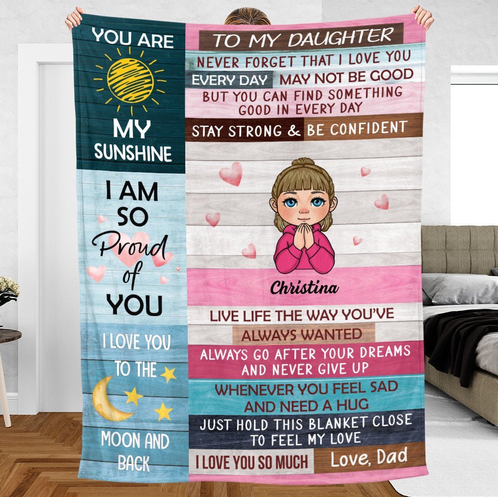 To My Daughter From Dad - Personalized Blanket - Meaningful Gift For Christmas, For Birthday - Giftago