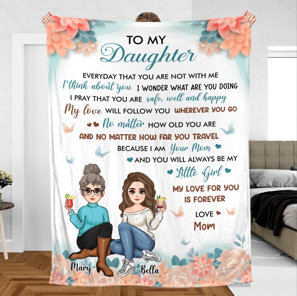 To My Daughter/Grandaughter Flower - Personalized Blanket - Best Gift For Daughter, Granddaughter - Giftago