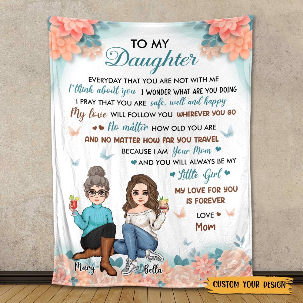 To My Daughter/Grandaughter Flower - Personalized Blanket - Best Gift For Daughter, Granddaughter - Giftago