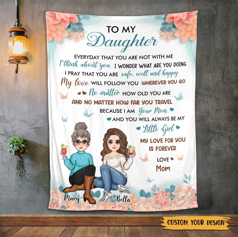 To My Daughter/Grandaughter Flower - Personalized Blanket - Best Gift For Daughter, Granddaughter - Giftago