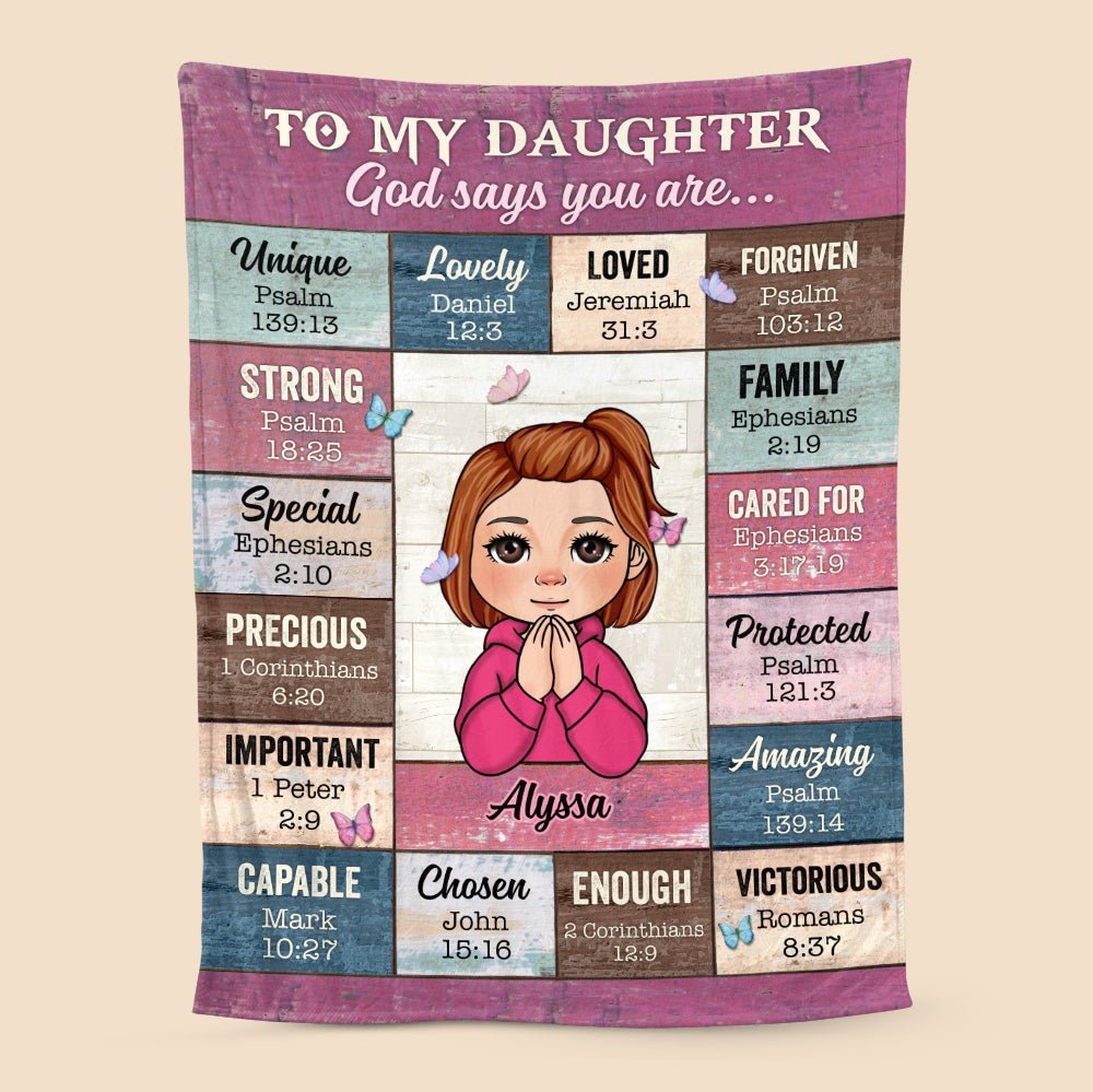 To My Daughter/Granddaughter - God Says You Are (Kid) - Personalized Blanket - Best Gift For Daughter, Granddaughter - Giftago