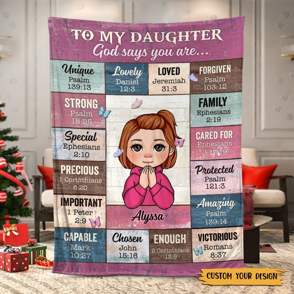 To My Daughter/Granddaughter - God Says You Are (Kid) - Personalized Blanket - Best Gift For Daughter, Granddaughter - Giftago