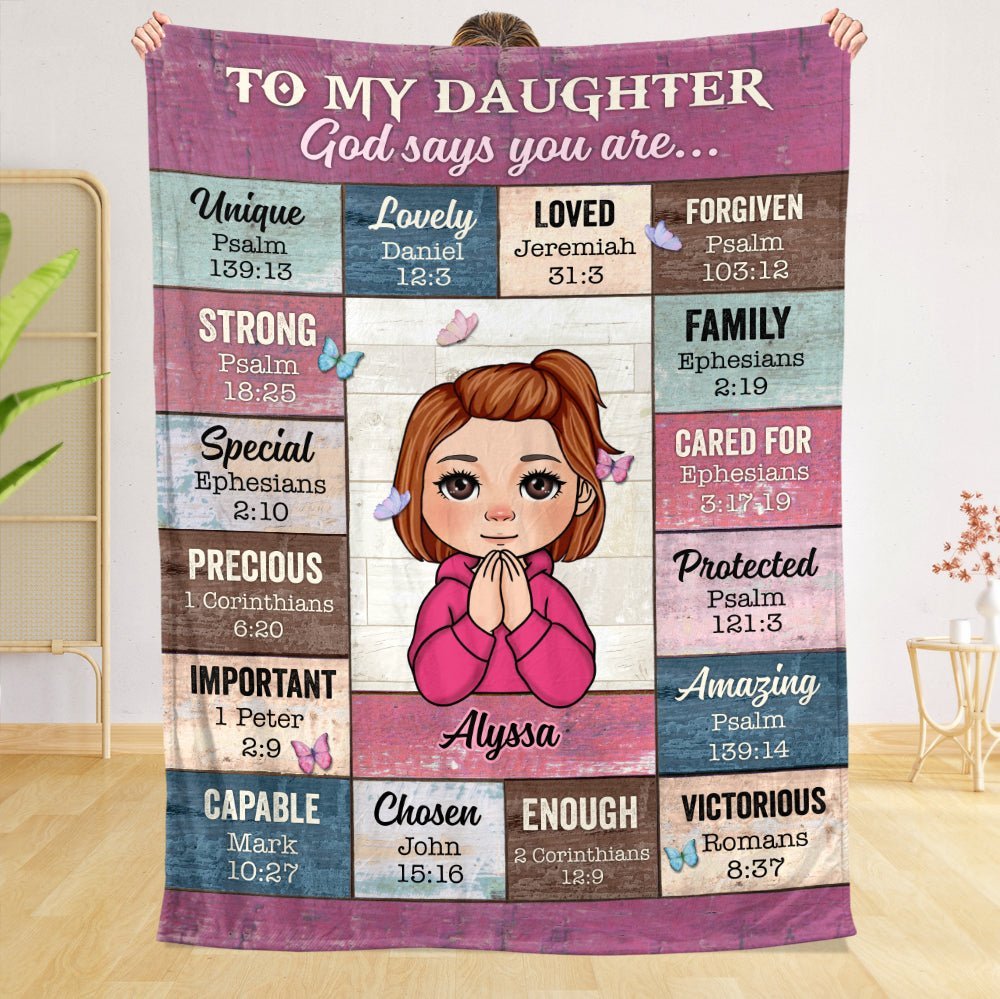 To My Daughter/Granddaughter - God Says You Are (Kid) - Personalized Blanket - Best Gift For Daughter, Granddaughter - Giftago