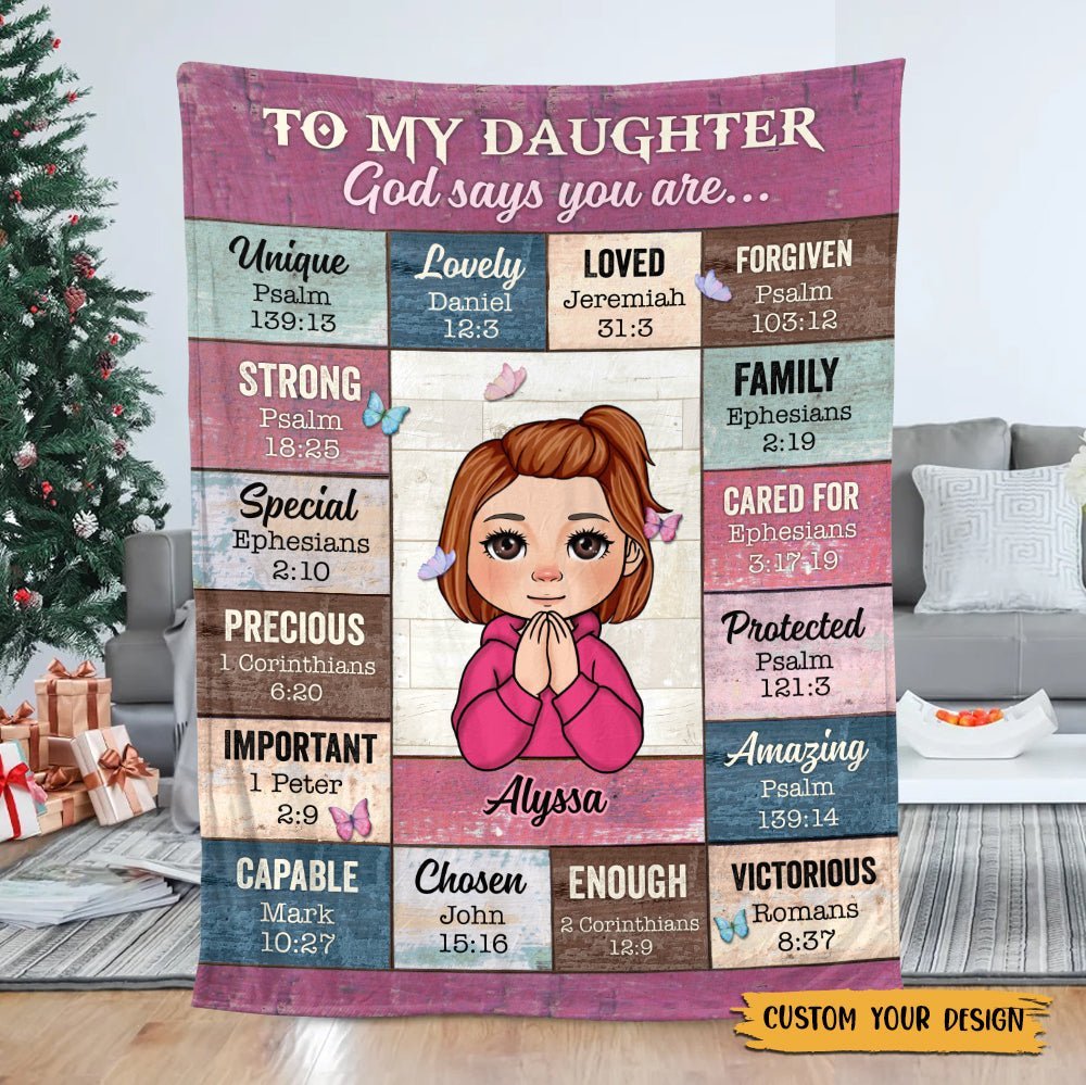 To My Daughter/Granddaughter - God Says You Are (Kid) - Personalized Blanket - Best Gift For Daughter, Granddaughter - Giftago
