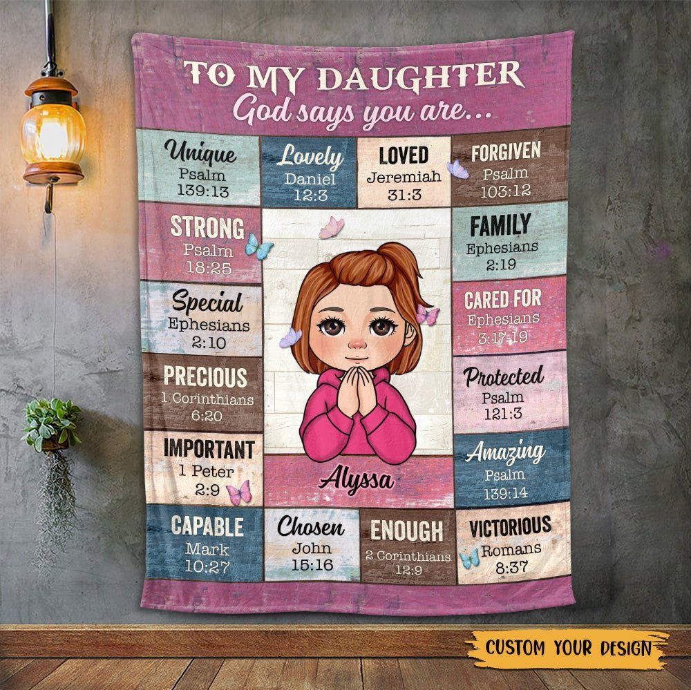 To My Daughter/Granddaughter - God Says You Are (Kid) - Personalized Blanket - Best Gift For Daughter, Granddaughter - Giftago