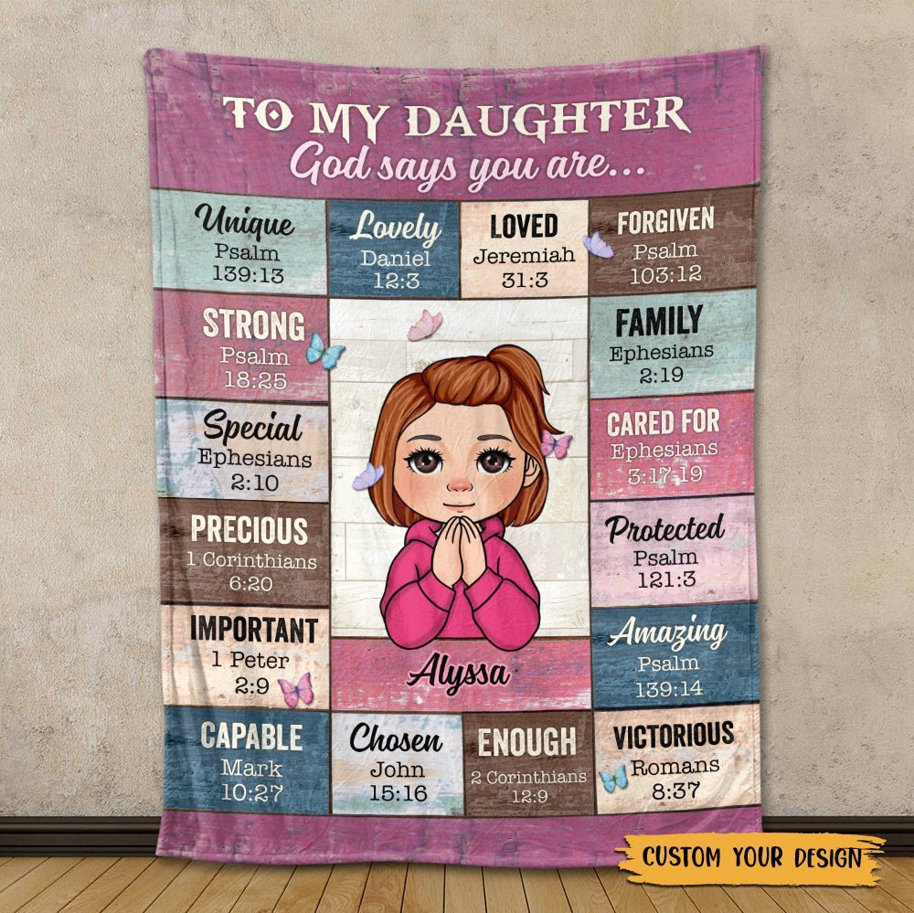 To My Daughter/Granddaughter - God Says You Are (Kid) - Personalized Blanket - Best Gift For Daughter, Granddaughter - Giftago