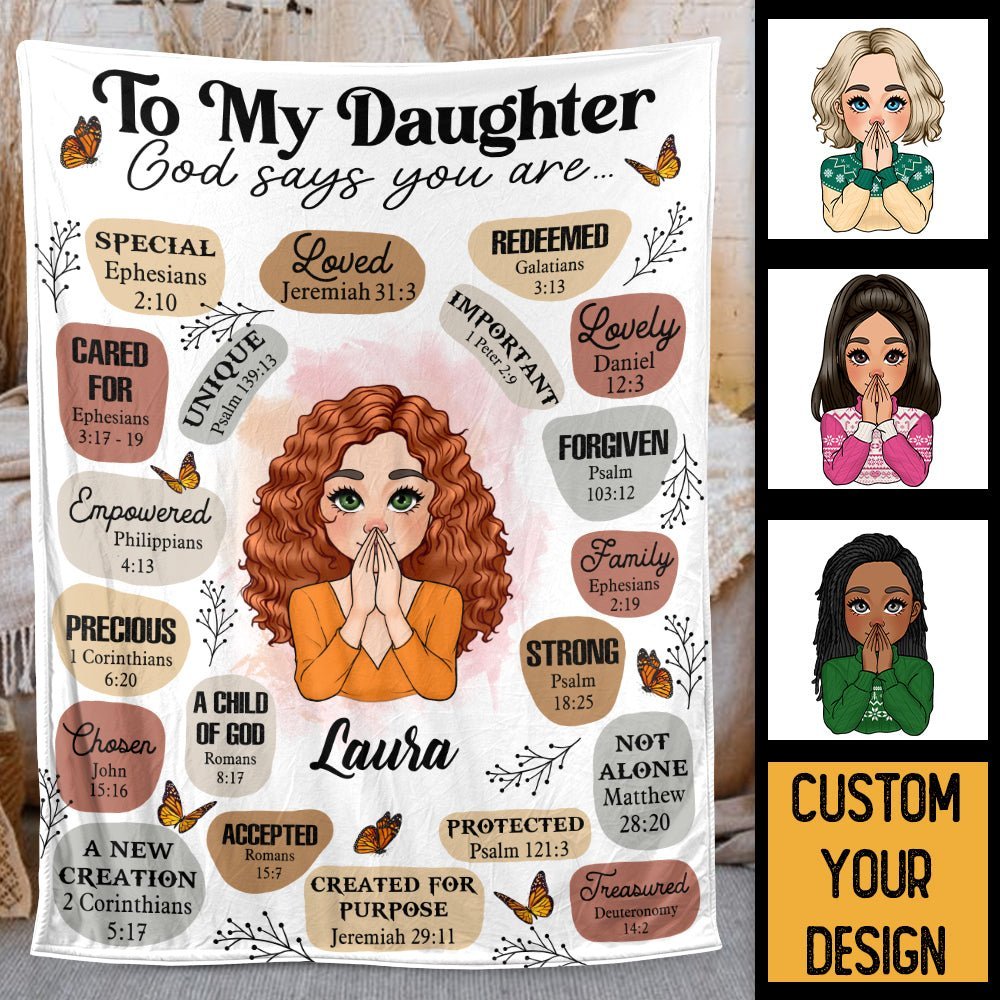 To My Daughter/Grandaughter God Says You Are - Personalized Blanket - Best Gift For Daughter, Granddaughter - Giftago