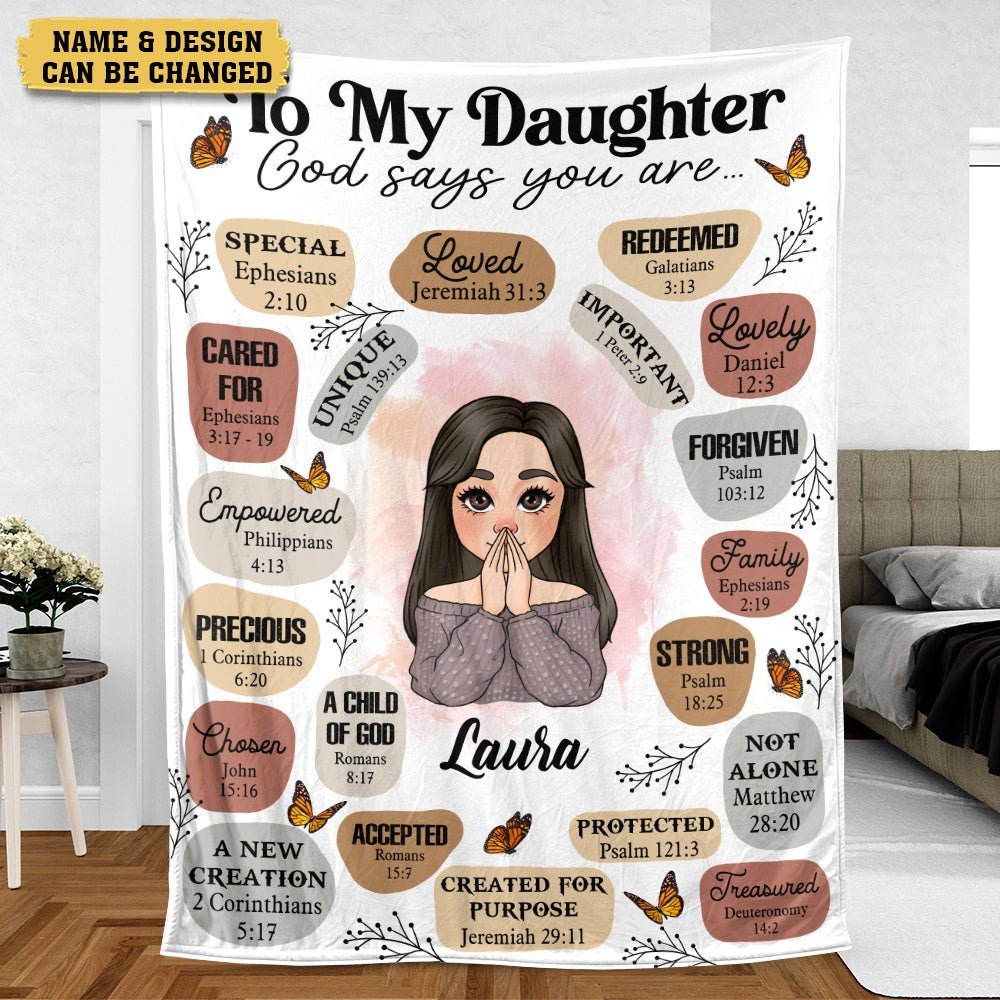 To My Daughter/Grandaughter God Says You Are - Personalized Blanket - Best Gift For Daughter, Granddaughter - Giftago