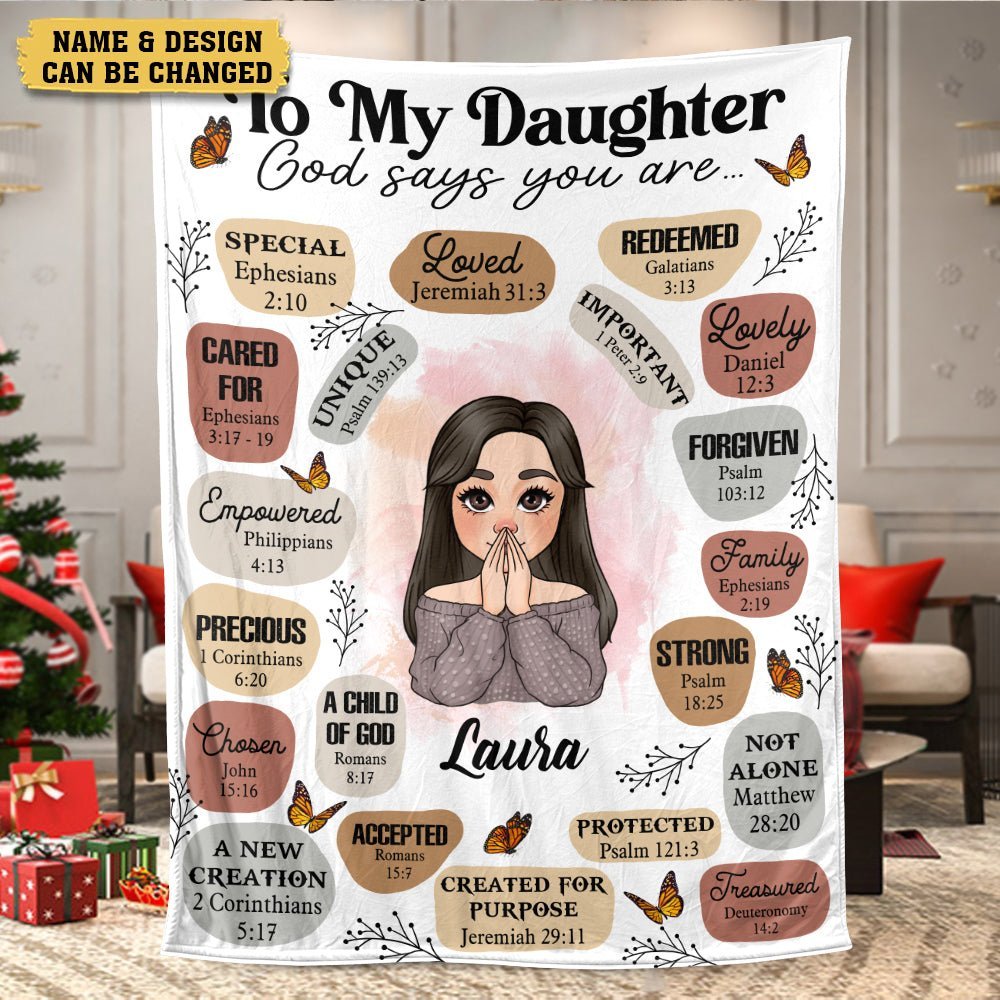 To My Daughter/Grandaughter God Says You Are - Personalized Blanket - Best Gift For Daughter, Granddaughter - Giftago