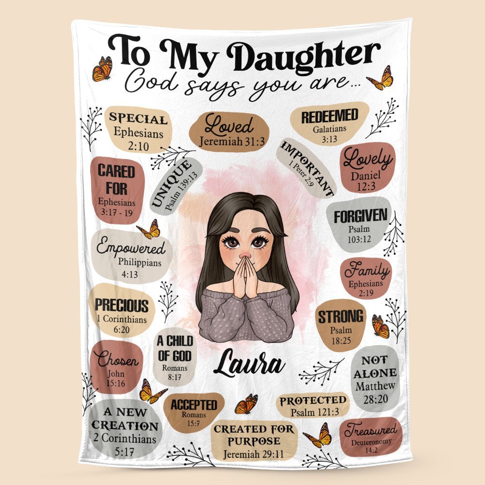 To My Daughter/Grandaughter God Says You Are - Personalized Blanket - Best Gift For Daughter, Granddaughter - Giftago