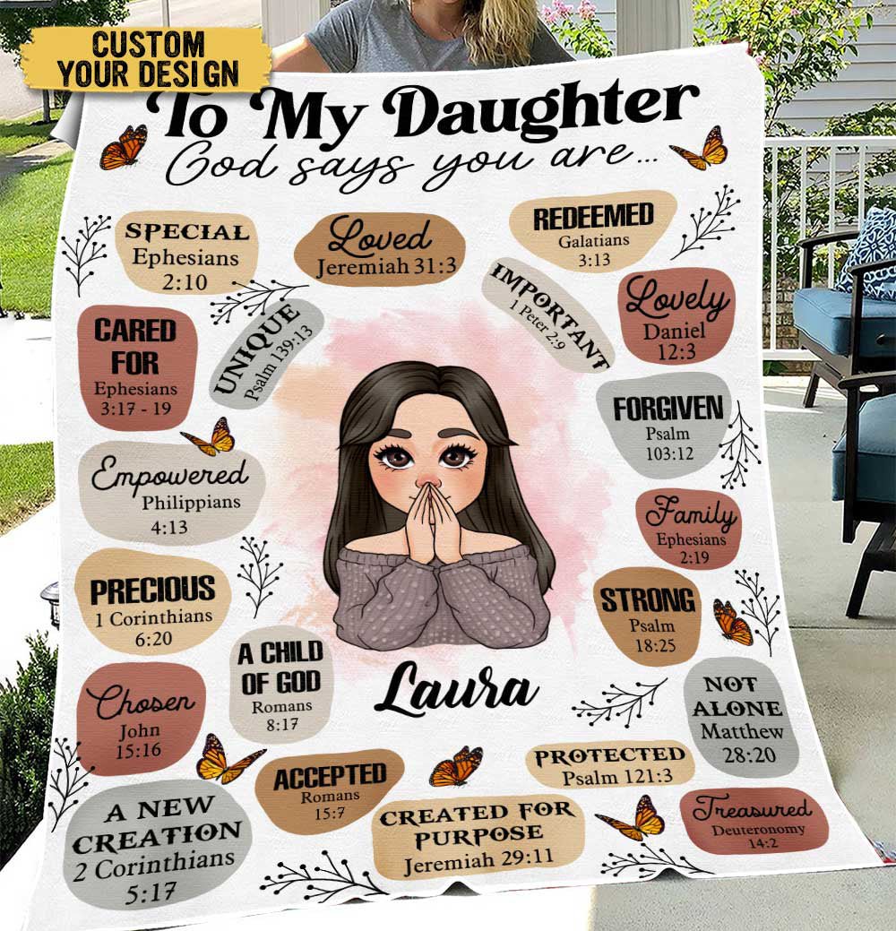 To My Daughter/Grandaughter God Says You Are - Personalized Blanket - Best Gift For Daughter, Granddaughter - Giftago