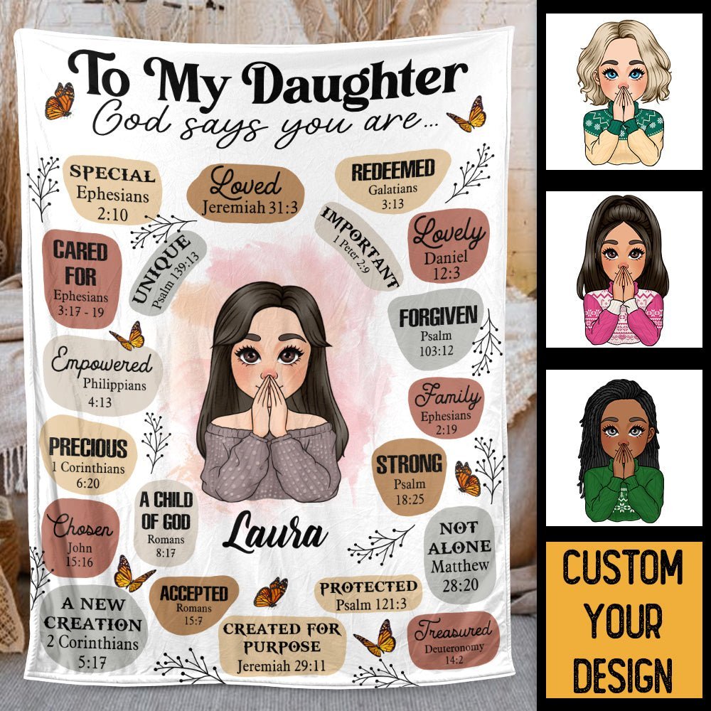 To My Daughter/Grandaughter God Says You Are - Personalized Blanket - Best Gift For Daughter, Granddaughter - Giftago