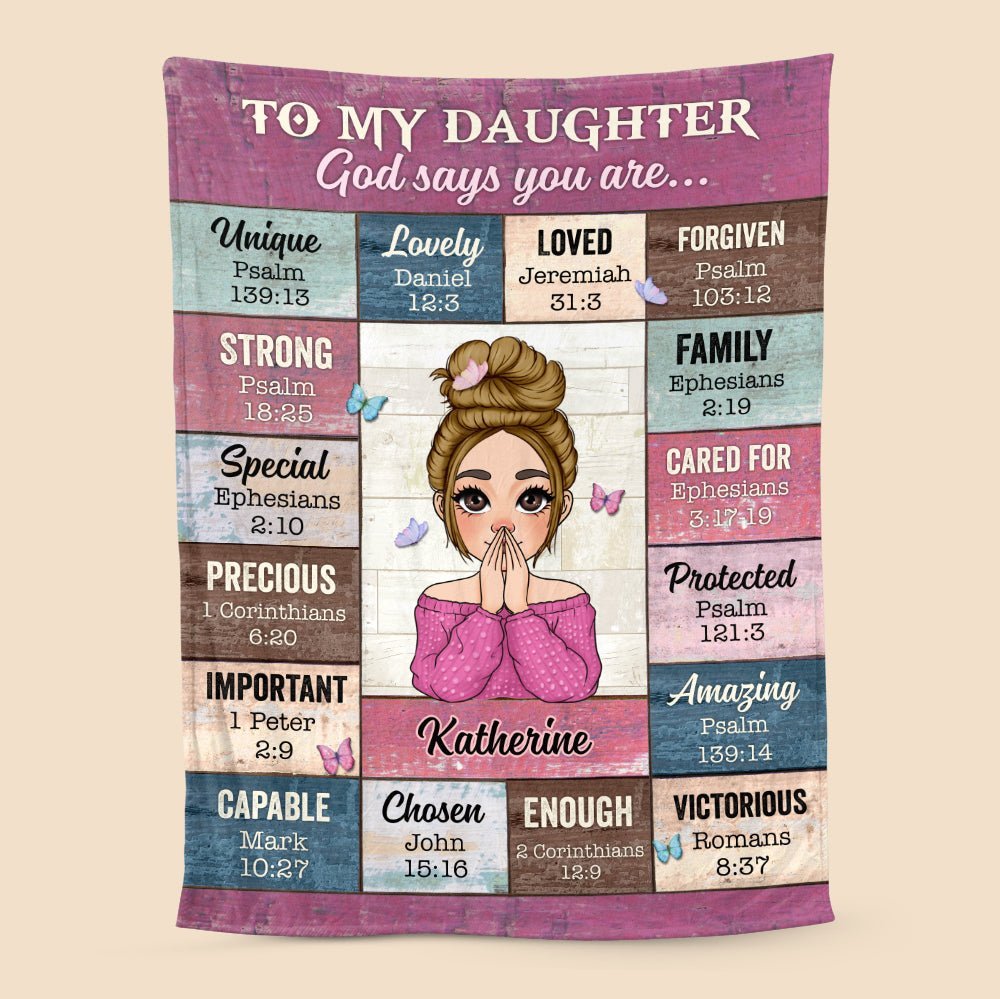 To My Daughter/Granddaughter - God Says You Are - Personalized Blanket - Best Gift For Daughter, Granddaughter - Giftago