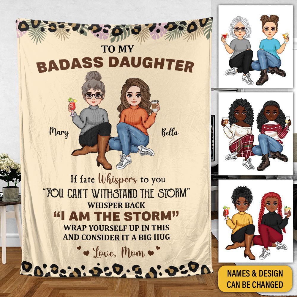 To My Daughter/Grandaughter Whisper Back I Am The Storm - Personalized Blanket - Best Gift For Daughter, Granddaughter - Giftago