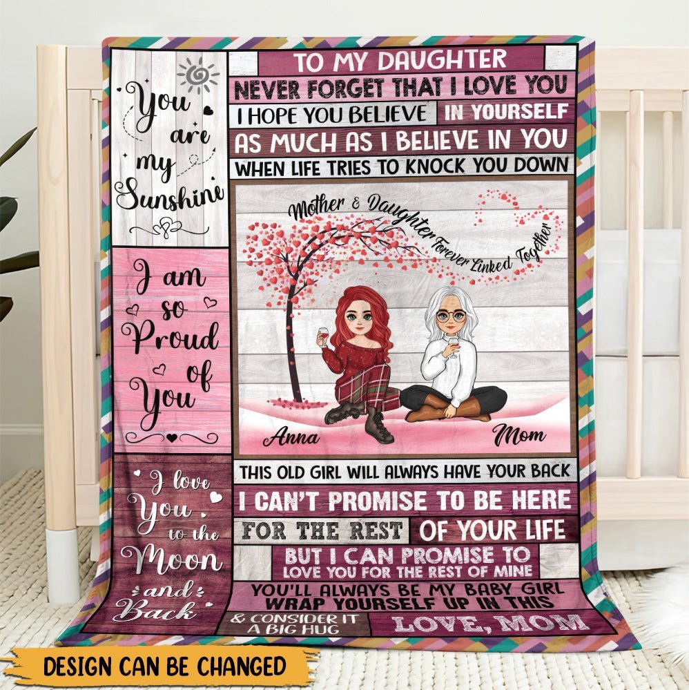 To My Daughter - Mother & Daughter Forever Linked Together - Personalized Blanket - Best Gift For Daughter, Granddaughter - Giftago