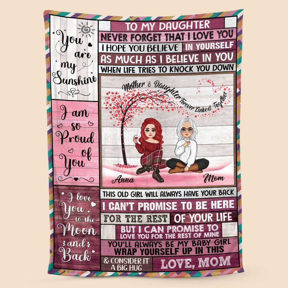 To My Daughter - Mother & Daughter Forever Linked Together - Personalized Blanket - Best Gift For Daughter, Granddaughter - Giftago
