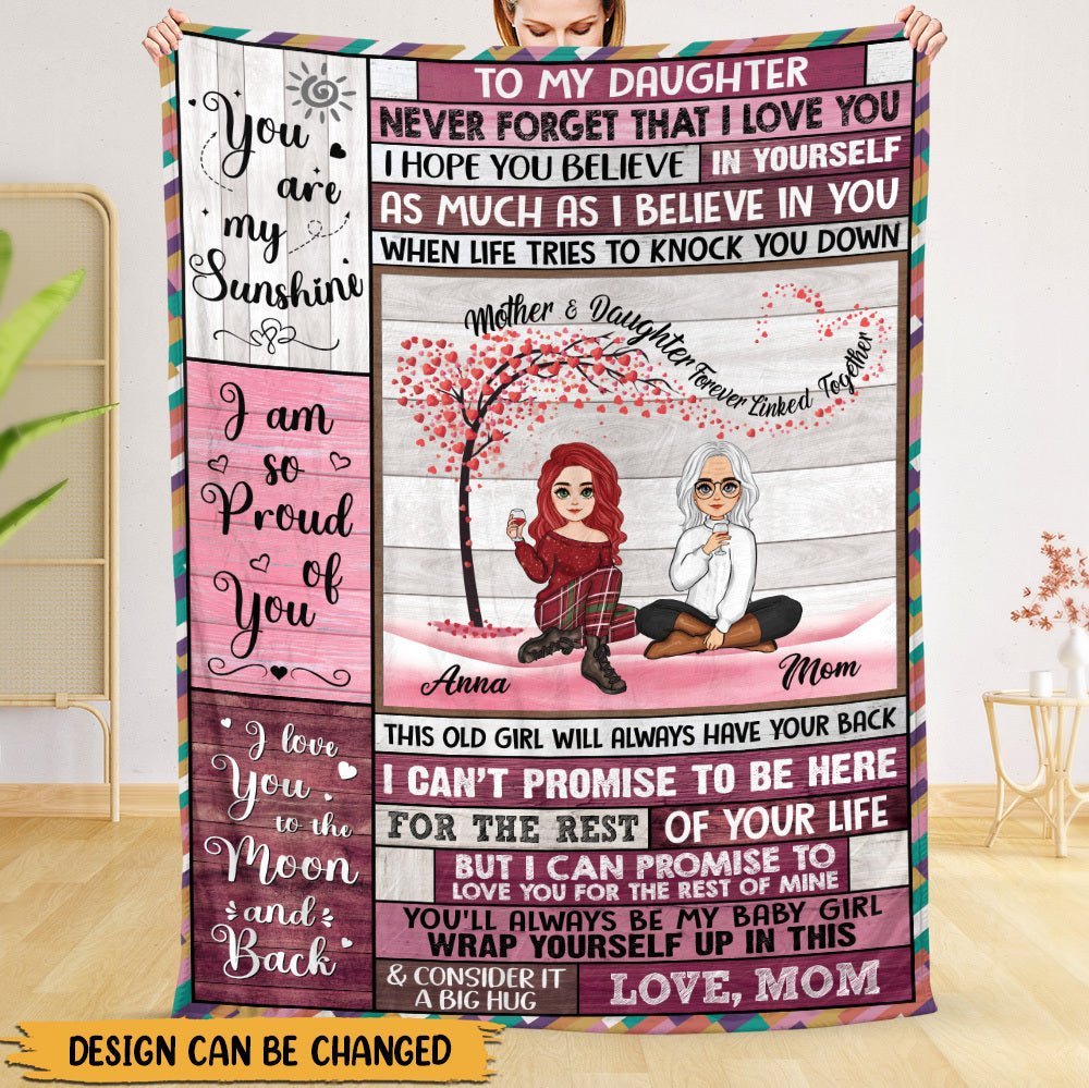 To My Daughter - Mother & Daughter Forever Linked Together - Personalized Blanket - Best Gift For Daughter, Granddaughter - Giftago