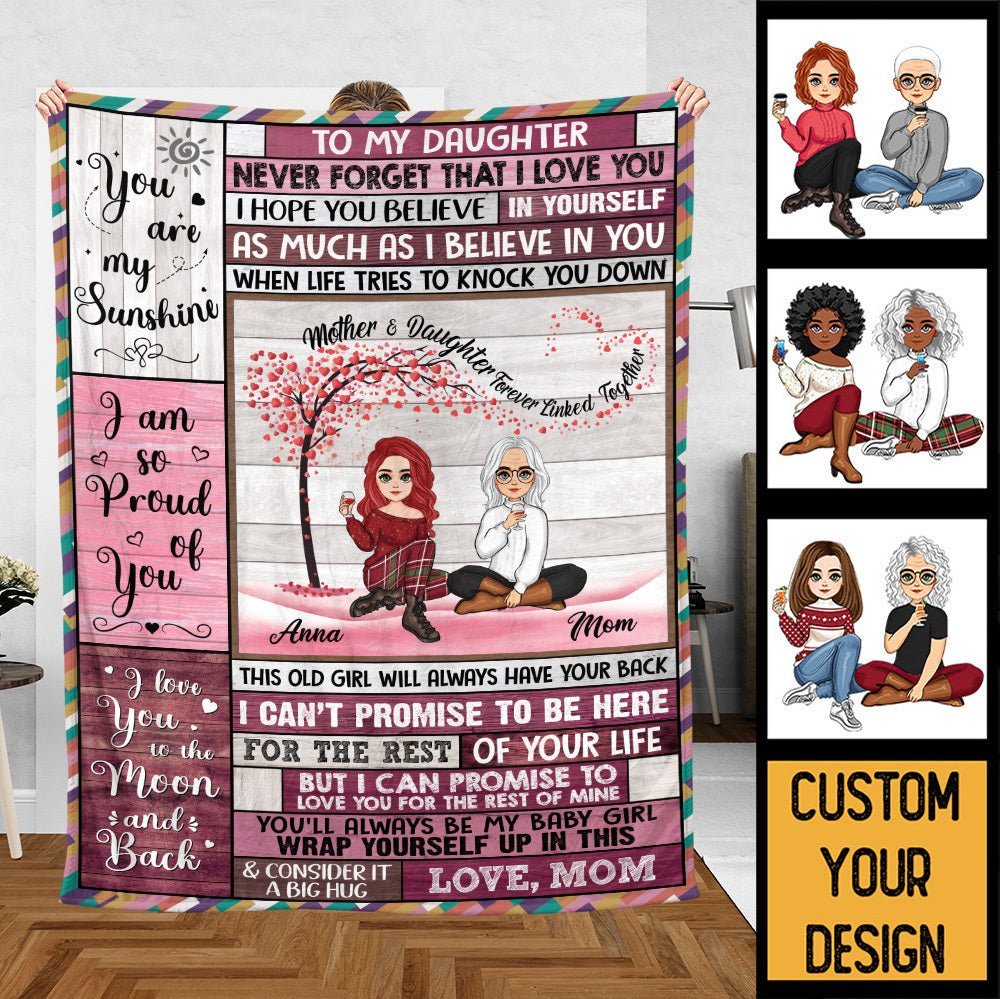 To My Daughter - Mother & Daughter Forever Linked Together - Personalized Blanket - Best Gift For Daughter, Granddaughter - Giftago