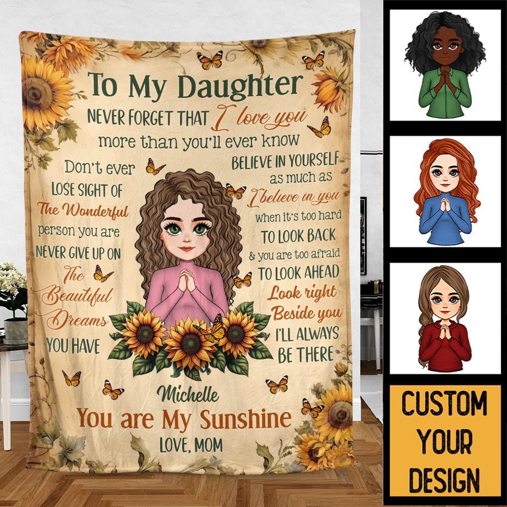 To My Daughter Never Forget That I Love You - Personalized Blanket - Best Gift For Daughter, Granddaughter - Giftago