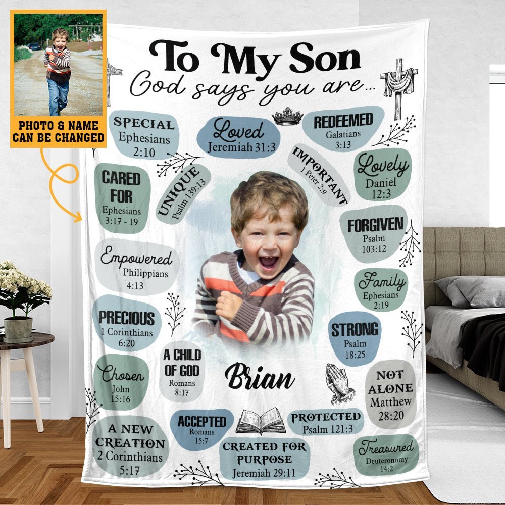 To My Daughter /Son - God Says You Are Photo - Personalized Blanket - Best Gift For Daughter, Granddaughter, Son, Grandson - Giftago