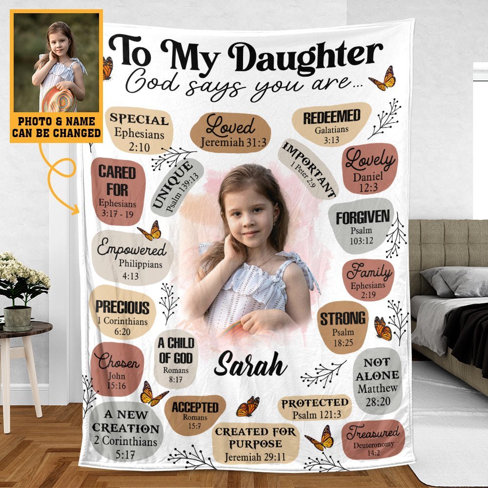 To My Daughter /Son - God Says You Are Photo - Personalized Blanket - Best Gift For Daughter, Granddaughter, Son, Grandson - Giftago